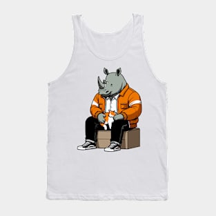 rhino petting cat Tank Top